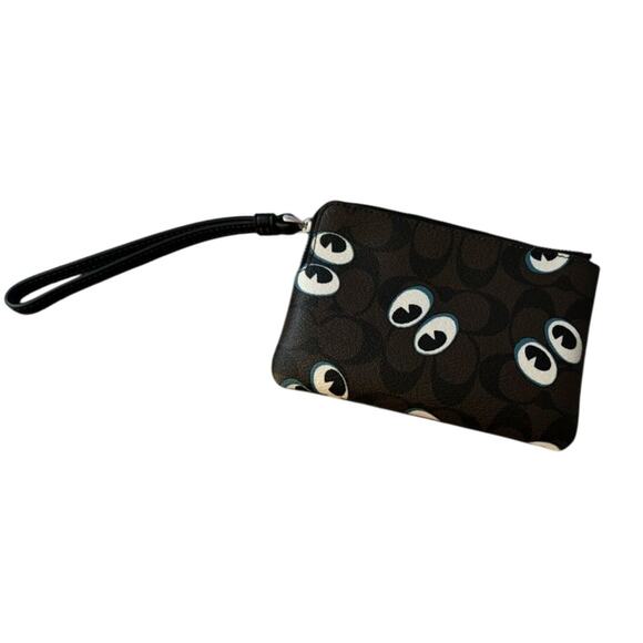 COACH Corner Zip Halloween Eyes Wristlet New with Tag MSRP $199 SOO very rare - Picture 7 of 7